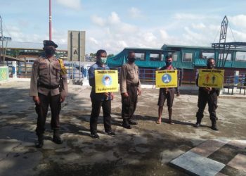 Polsek Pahandut Kampanyekan Prokes di Kawasan Pelabuhan Rambang