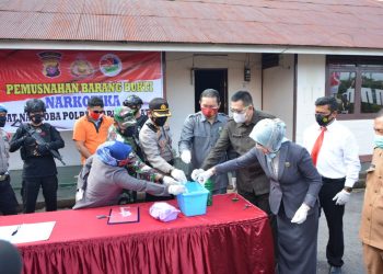 Polres Barsel Musnahkan Barang Bukti 24,85 Gram Sabu