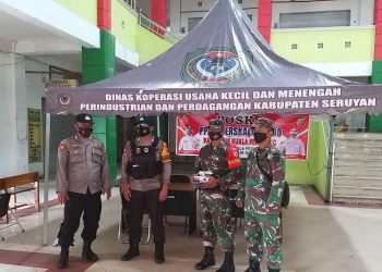 Patroli Gabungan Polsek Serhil dan Koramil Untuk Penegakan Prokes Covid-19