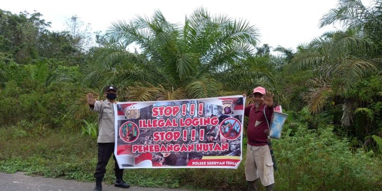 Personel Polsek Seruyan Tengah Sosialisasi Illegal Logging