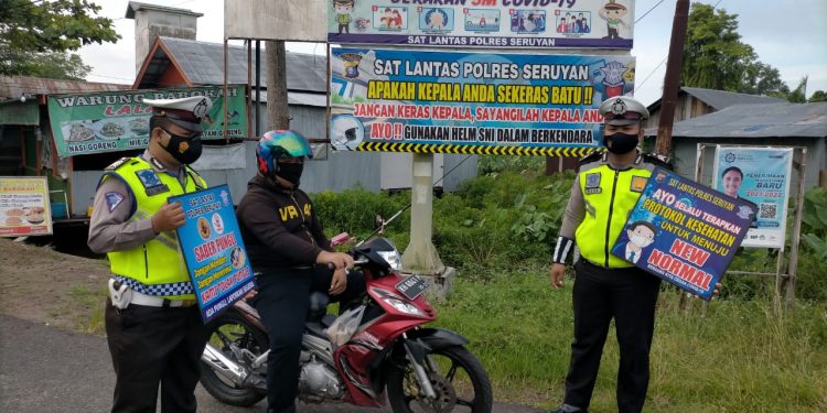 Cegah Covid-19, Sat Lantas Polres Seruyan Sosialisasikan Disiplin Prokes