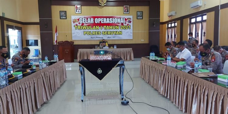 Anev Kinerja, Kapolres Seruyan Pimpin Gelar Operasional Triwulan I Tahun 2021