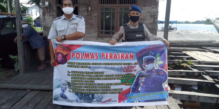 Satpolairud Polres Seruyan Ajak Warga Taati Protokol Kesehatan di Bantaran DAS Seruyan