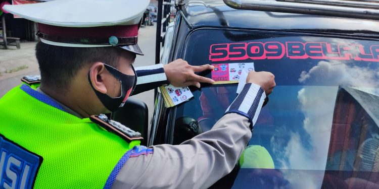 Sat Lantas Polres Seruyan Terus Sampaikan Imbauan Larangan Mudik