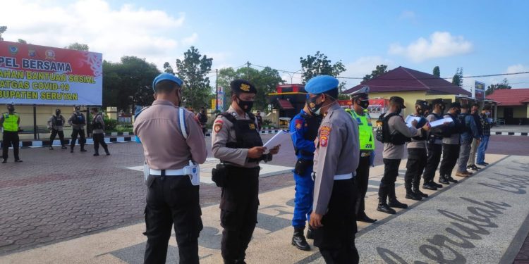 Apel di Saat Lebaran Propam Polres Seruyan Tetap Absensi Kehadiran