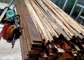 Polsek Kapuas Barat Amankan Klotok Muat Kayu Ilegal