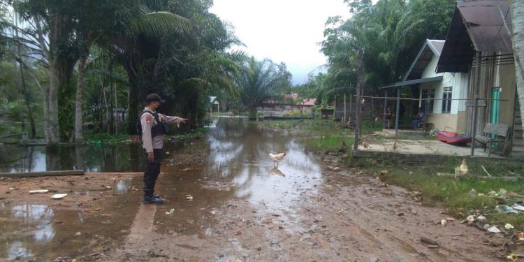 Banjir Mulai Surut, Polsek Danau Sembuluh Kunjungi Desa Terendam Banjir