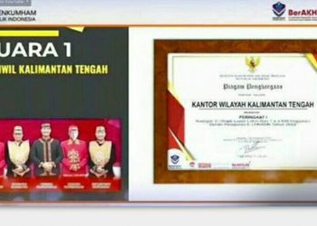 Kanwil Kumham Kalteng Terima Penghargaan Terbaik I