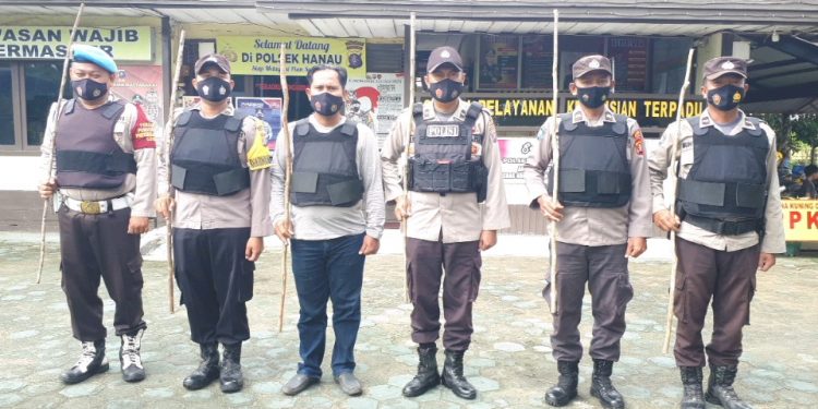 Antisipasi Gangguan Kamtibmas dan Terorisme, Polsek Hanau Gelar Sispam Mako