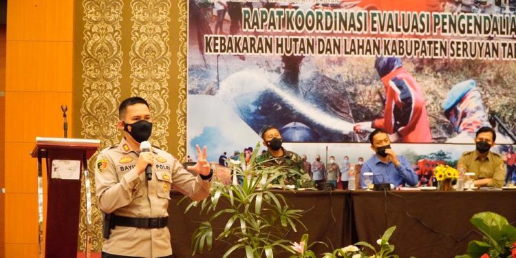 Kapolres Seruyan Ikuti Rapat Koordinasi Evaluasi Pengendalian Karhutla
