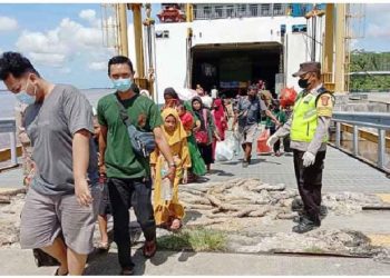 118 Orang Pemudik Asal Pulau Jawa Tiba di Pelabuhan Bahaur