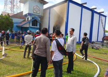 Polresta Palangka Raya Lakukan Olah TKP Awal Kebakaran Gedung TVRI Kalteng