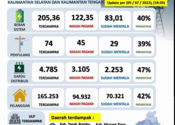 Sempat Terjadi Padam Bergiliran, PLN Percepat Penormalan Suplai Listrik Kalselteng