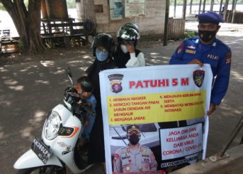 Satpolairud Polres Seruyan Laksanakan Himbauan Prokes Covid-19