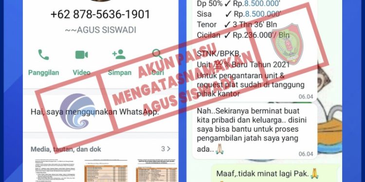 Akun Palsu Nama Kadisminfosantik Prov. Kalteng Agus Siswadi Kembali Beredar di Medsos