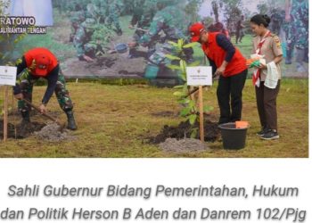 Peringati HUT TNI ke-77, Pemprov. Bersama Korem 102/Pjg Lakukan Penanaman Pohon Bersama