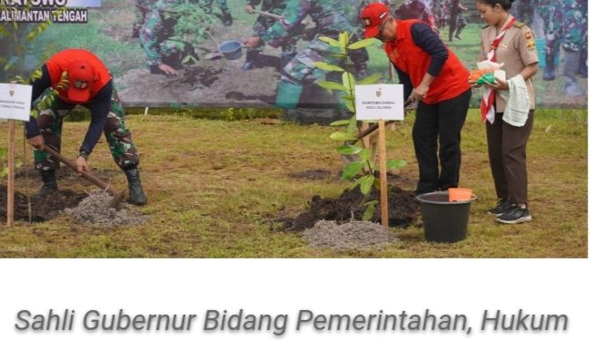 Peringati HUT TNI ke-77, Pemprov. Bersama Korem 102/Pjg Lakukan Penanaman Pohon Bersama