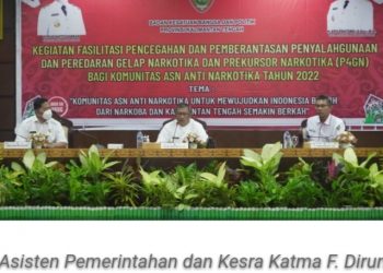 Assisten Pemkesra Prov Kalteng Buka Fasilitasi P4GN dan Prekursor Narkotika Bagi Komunitas ASN Anti Narkotika Tahun 2022