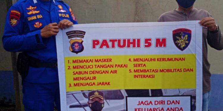 Satpolairud Polres Seruyan Himbau Taati Prokes Kepada ABK Kapal