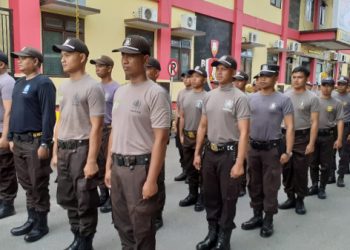 Kasat Binmas Dampingi Satpam Kegiatan Gladi Bersih Upacara HUT Satpam