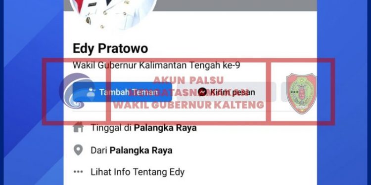 Awas! Beredar Akun Facebook Palsu Gunakan Foto dan Nama Wagub Kalteng, H.Edy Pratowo