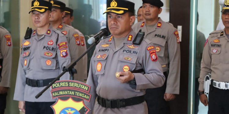 Polres Seruyan Ikuti Upacara Pemuliaan Nilai-nilai Tribrata Hari Bhayangkara ke-77