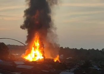 Puluhan Rumah Warga Flamboyan Bawah Palangka Raya Terbakar