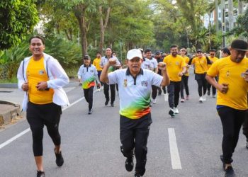 Ribuan Massa Banjiri Road To PON XXI, Pj Gubsu Mengikuti Fun Run dan Senam Bersama