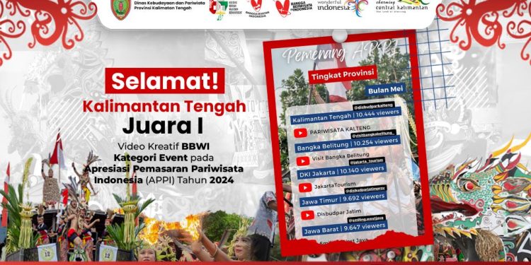 Disbudpar Prov. Kalteng Raih Peringkat 1 Apresiasi Pemasaran Pariwisata Indonesia 2024