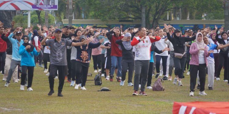 Gelar Senam Pagi Bersama, Pemprov Kalteng Beri Peluang bagi UMKM Memasarkan Produknya