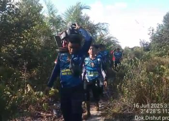 Tim Dalkarhutla Dishut Kalteng Padamkan Kebakaran Lahan di Bukit Batu