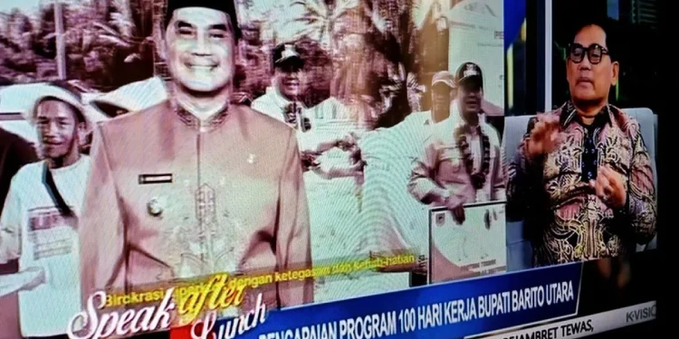 Bupati Barito Utara Paparkan Capaian Awal Program 100 Hari Kerja dan Strategi GASPOL 11–12 di TV Nasional